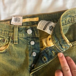 Levis Irregular Wedgie Icon Fit Ankle Jeans Women's 00 Funky Yellow Green NWT 24